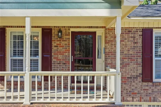 a view of a balcony from door