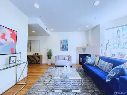 a living room with furniture and a couch