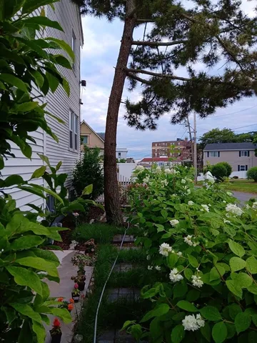 a aerial view of a house with a yard and swimming pool