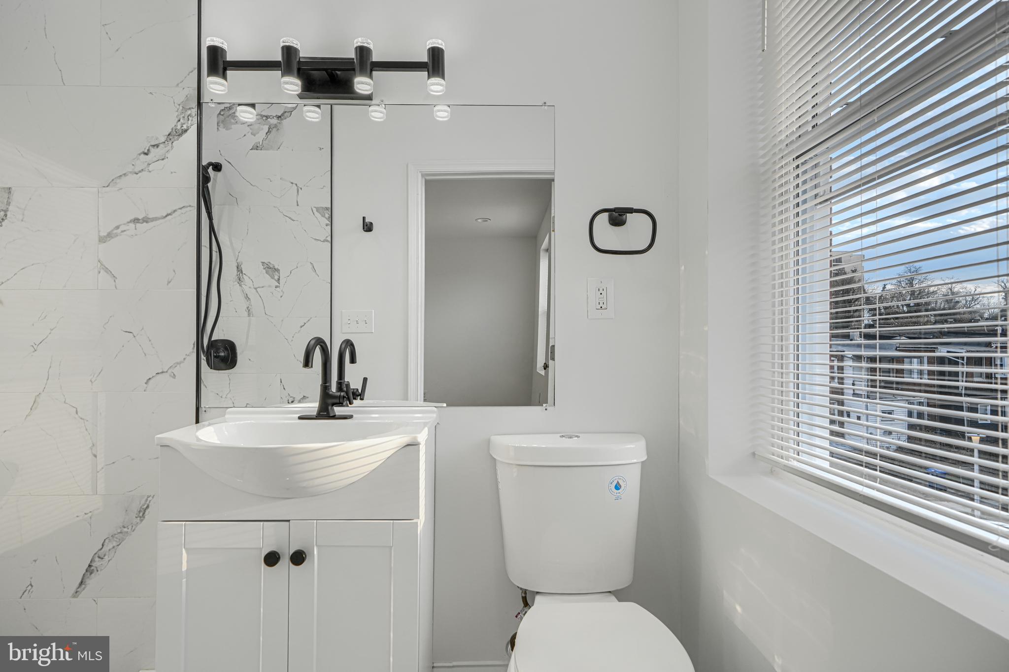 615 Linnard Street Baltimore, MD 21229 - Photo 17 of 28 a bathroom with a toilet a sink and a window