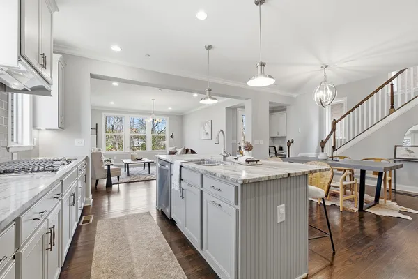 a kitchen with lots of counter top space