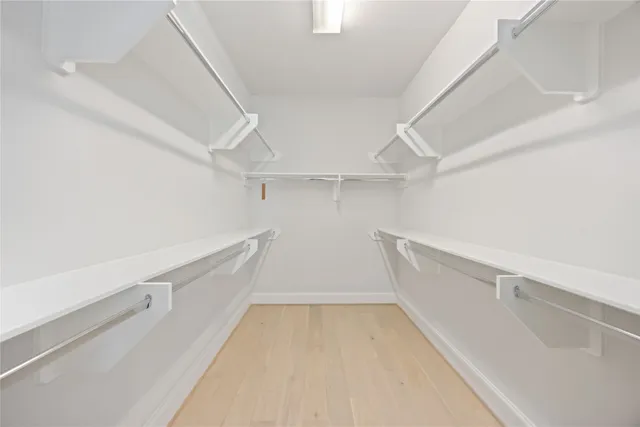 a view of an empty walk in closet