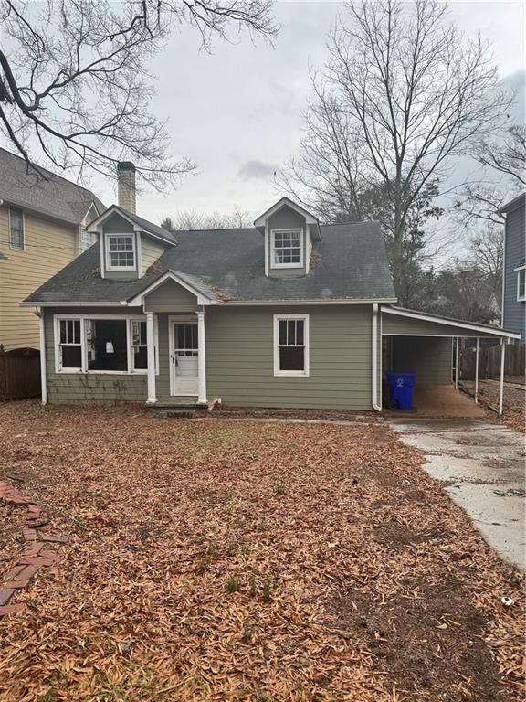 front view of a house with a dry yard