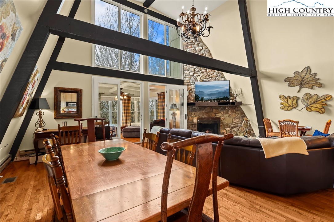 207 Pinnacle Ridge Road Beech Mountain, NC 28604 - Photo 7 of 48 a view of a dining room with furniture window and outside view