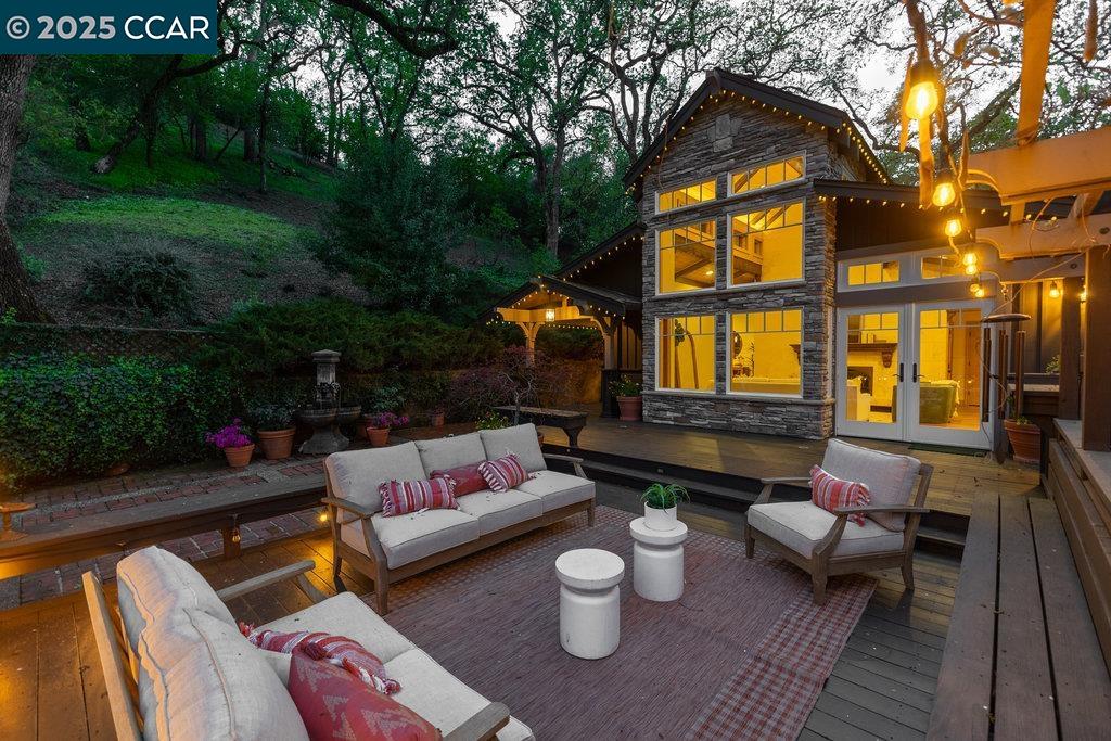 1111 Stone Valley Road Alamo, CA 94507 - Photo 31 of 47 a outdoor living space with furniture and a fireplace