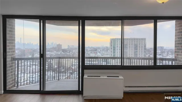 a view of a large window with an outdoor view