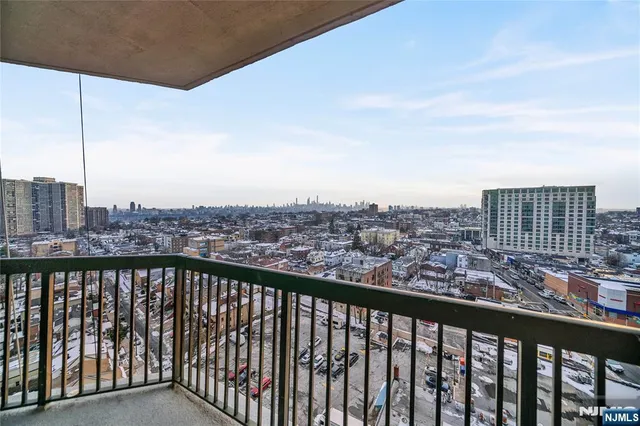 a view of city from a balcony