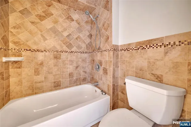 a bathroom with a toilet and a bathtub