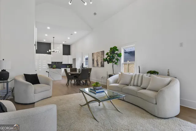 a living room with furniture and a couch
