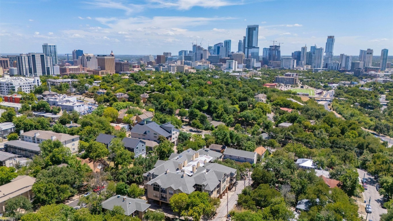 1910 Robbins Place, Unit 105 Austin, TX 78705 - Photo 26 of 30 Aerial view looking toward downtown