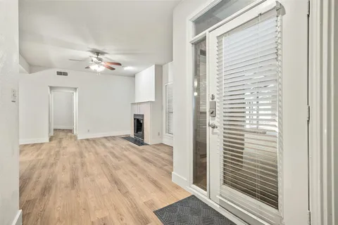 a view of a livingroom with a fireplace