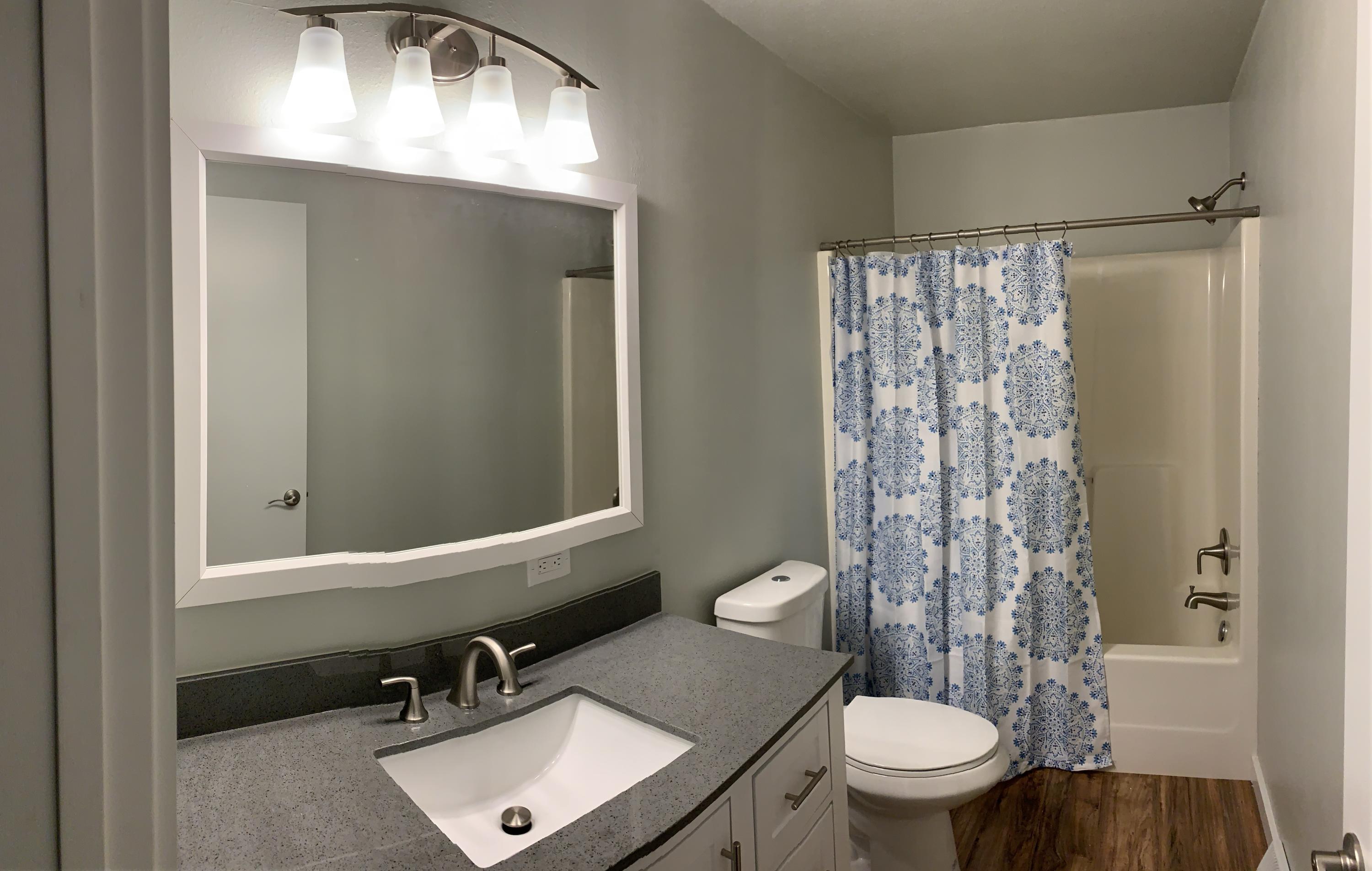 837 Alpine Road Montrose, CO 81403 - Photo 13 of 16 a bathroom with a sink a toilet a mirror and shower curtain