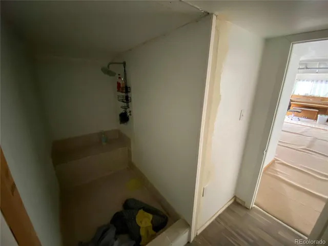 a view of a terrace with wooden floor