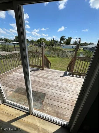 a view of swimming pool from a balcony