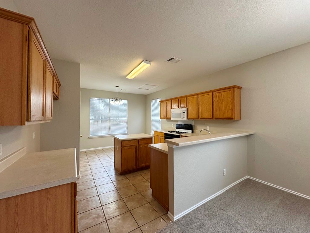 544 Hogan Kyle, TX 78640 - Photo 10 of 40 a kitchen with stainless steel appliances granite countertop a stove a sink and a refrigerator