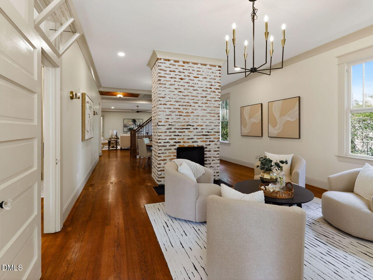 504 Tilden Street Raleigh, NC 27605 - Photo 9 of 58 a living room with furniture fireplace and wooden floor