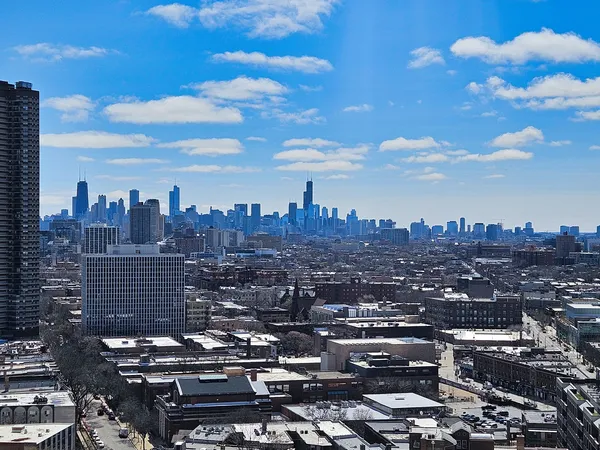 an aerial view of a city