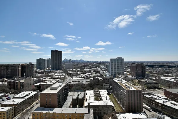 an aerial view of a city