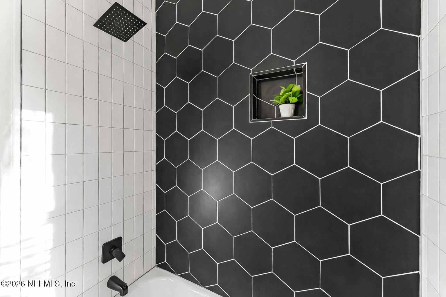 449 Sunset Drive Jacksonville, FL 32208 - Photo 23 of 31 Modern shower with contrasting tiles