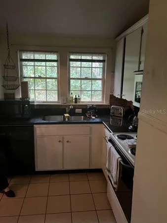 a kitchen with a sink a stove and cabinets
