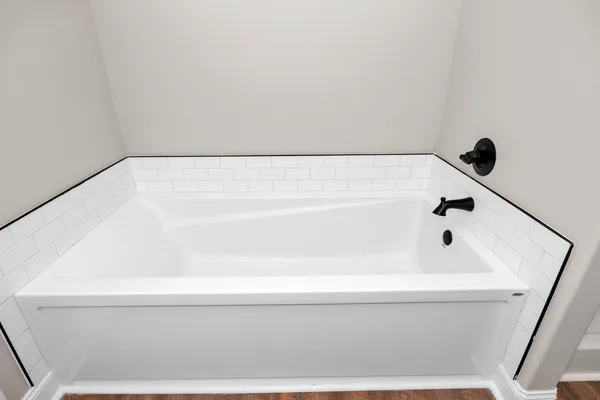a bathroom with a bathtub