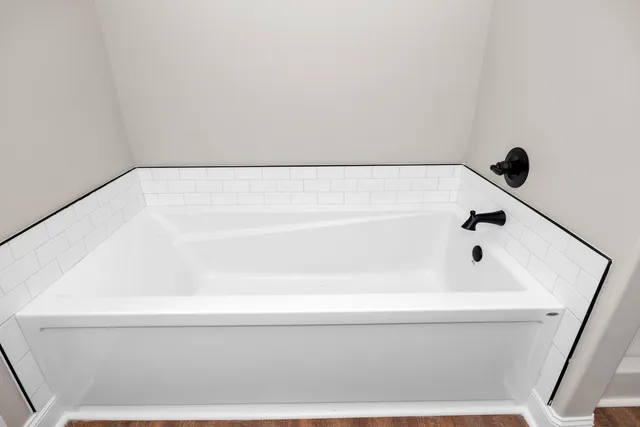 a bathroom with a bathtub