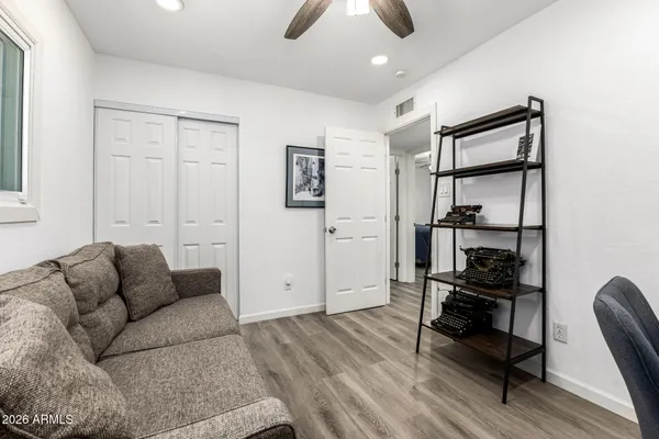 a living room with furniture