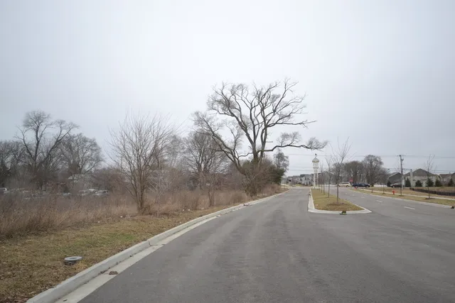 a view of a lake with a yard