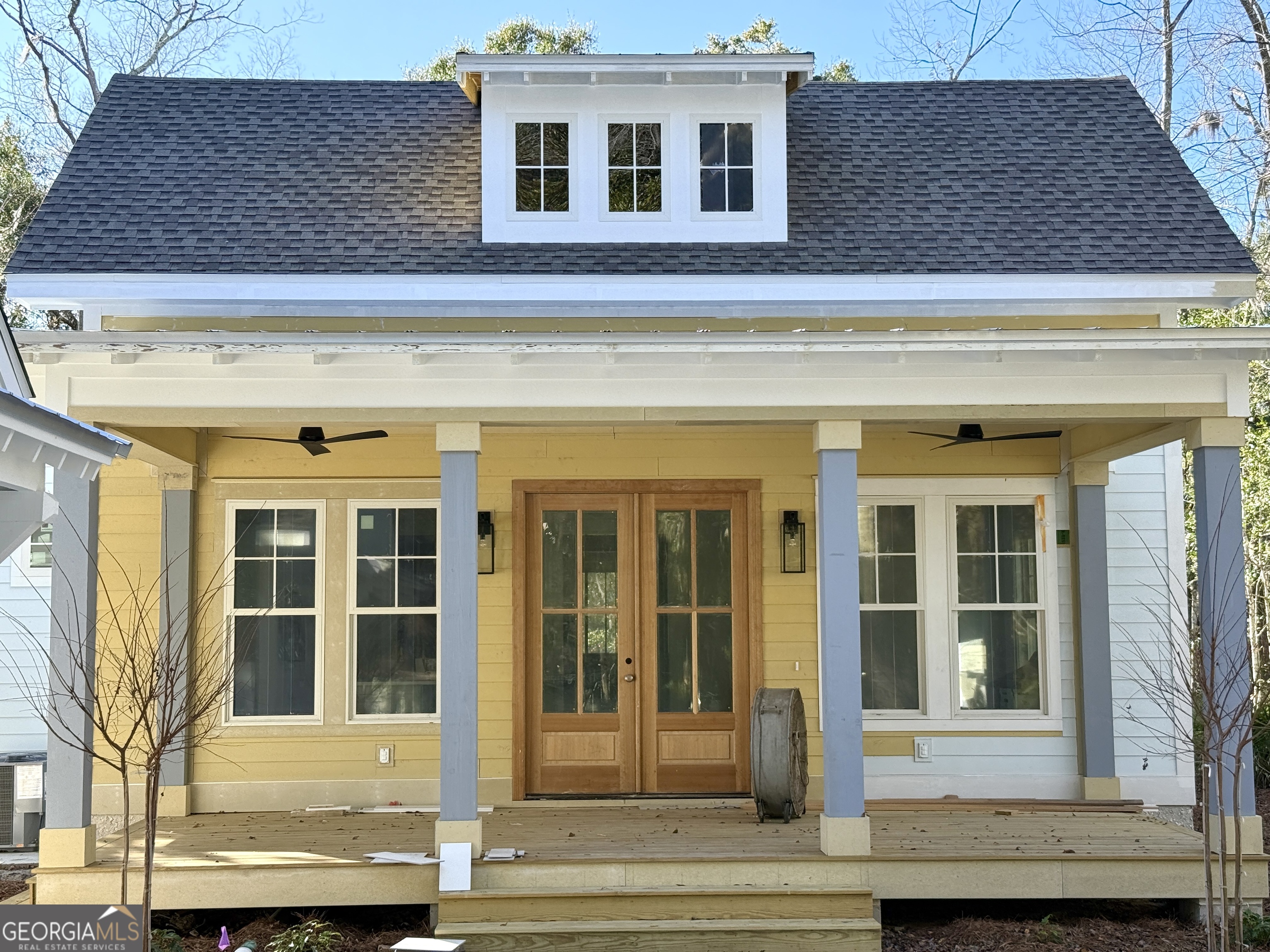 a view of brick building