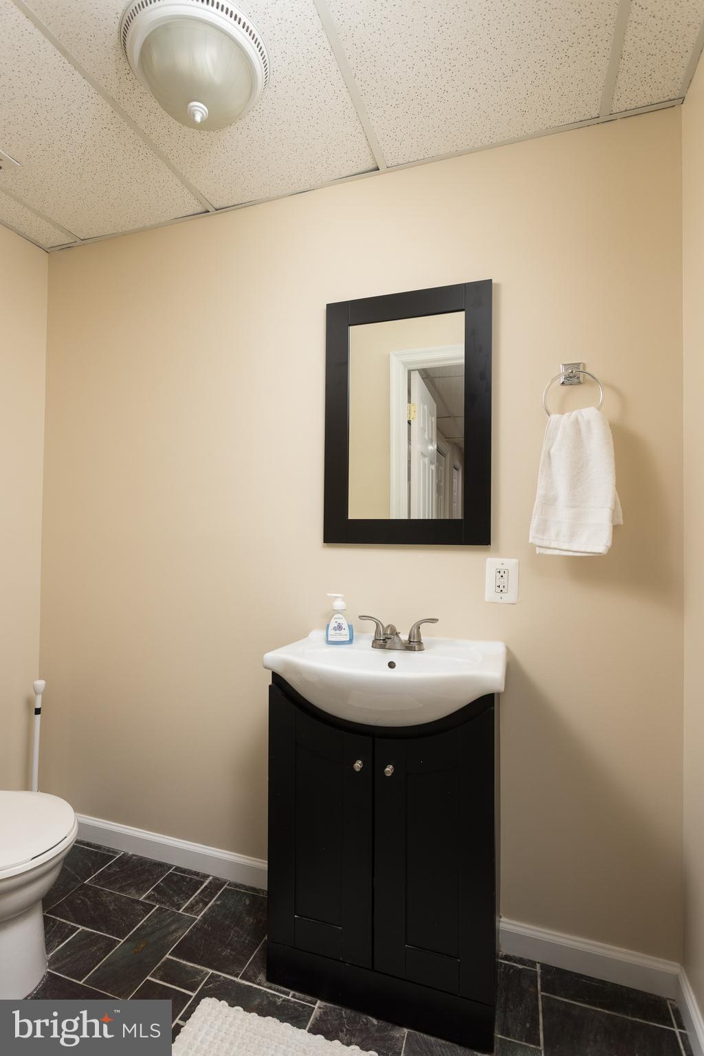 11104 Bird River Grove Road White Marsh, MD 21162 - Photo 30 of 48 a bathroom with a toilet sink and mirror