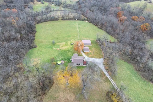 an aerial view of a house