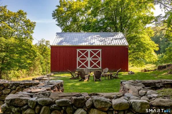 a backyard of a house with lots of green space