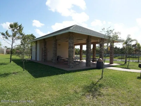 a view of a backyard with a garden and plants