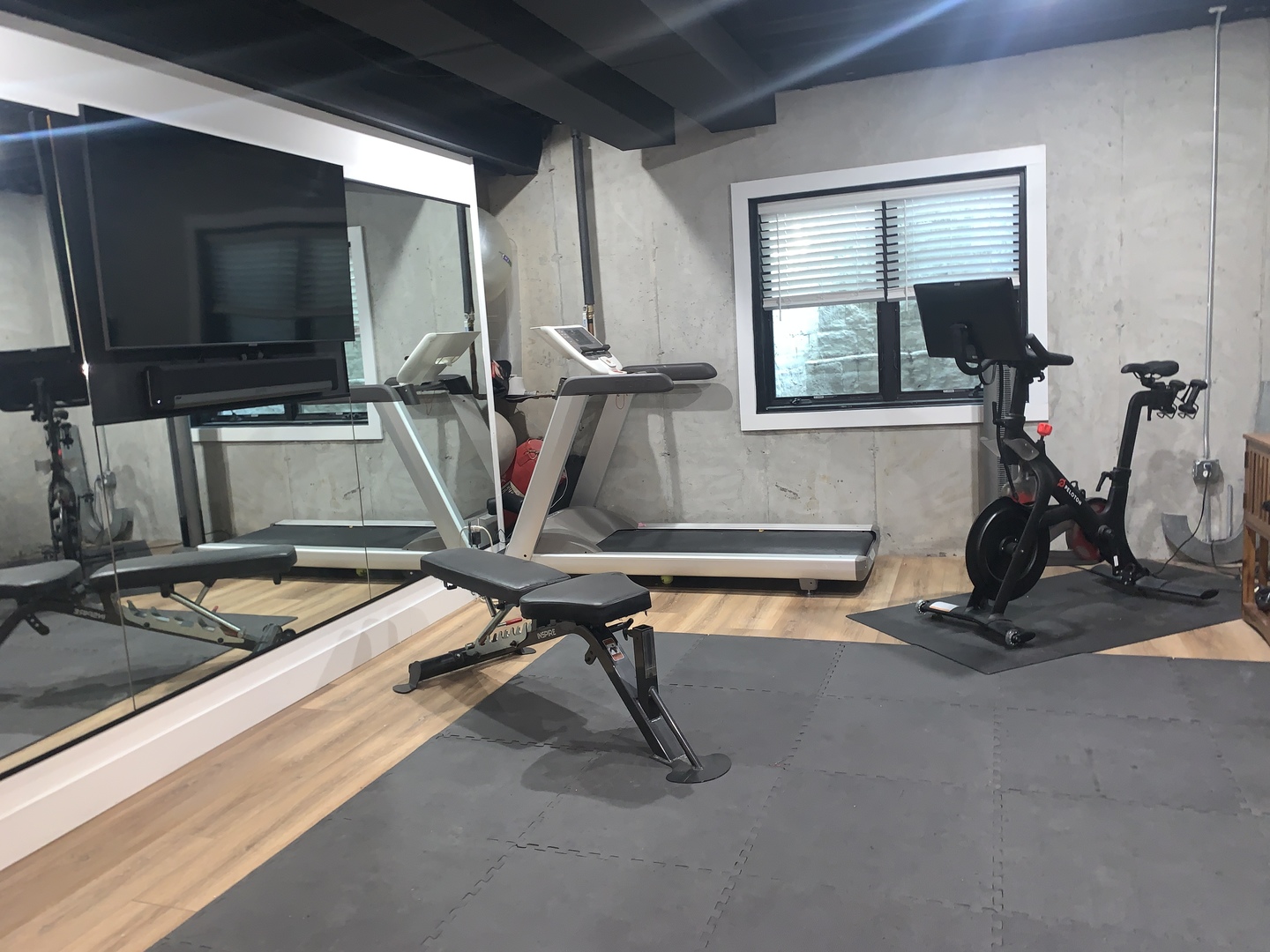 1386 Meadows Road Geneva, IL 60134 - Photo 45 of 50 a room with gym equipment and a flat screen tv