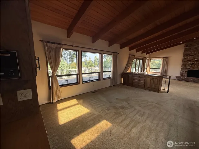 a kitchen with refrigerator and countertop