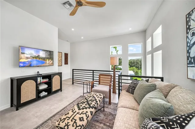 an aerial view of a house