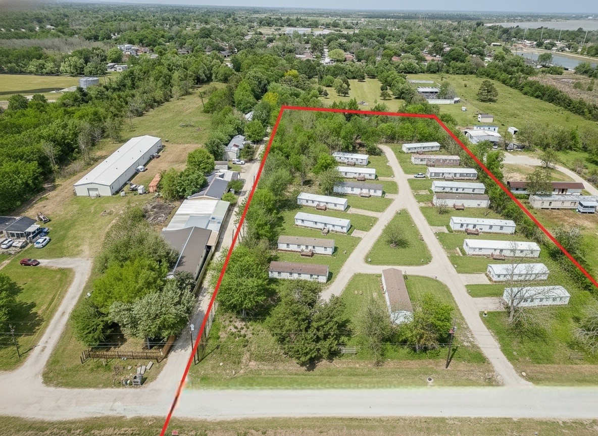 1116 North Battlebell Road Highlands, TX 77562 - Photo 2 of 23 Virtually put some mobile homes on this nice land to illustrate an idea of how it will look like. Notice the electricity and water are right there just to connect!