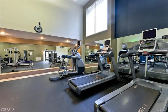 a view of a room with gym equipment