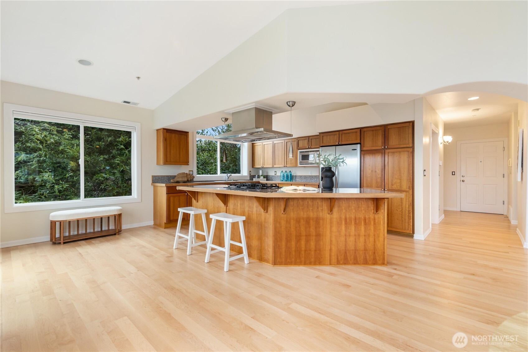 550 Dayton Street, Unit 201 Edmonds, WA 98020 - Photo 15 of 38 a view of kitchen with furniture and wooden floor