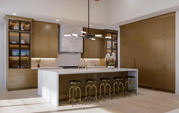 a kitchen with a table and chairs