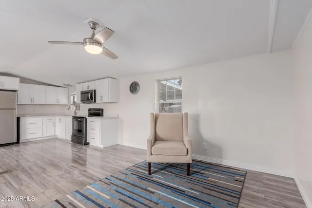 a living room with furniture