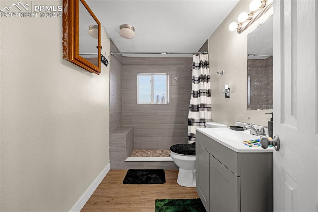 7045 Roaring Spring Terrace Fountain, CO 80817 - Photo 29 of 45 a bathroom with a sink and a mirror
