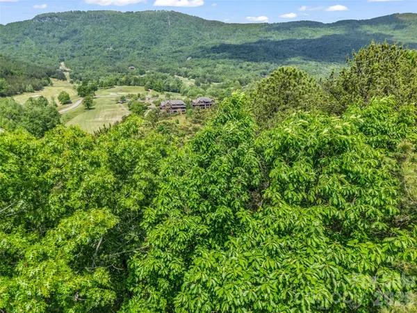 a view of a lush green outdoor space with a house in the background