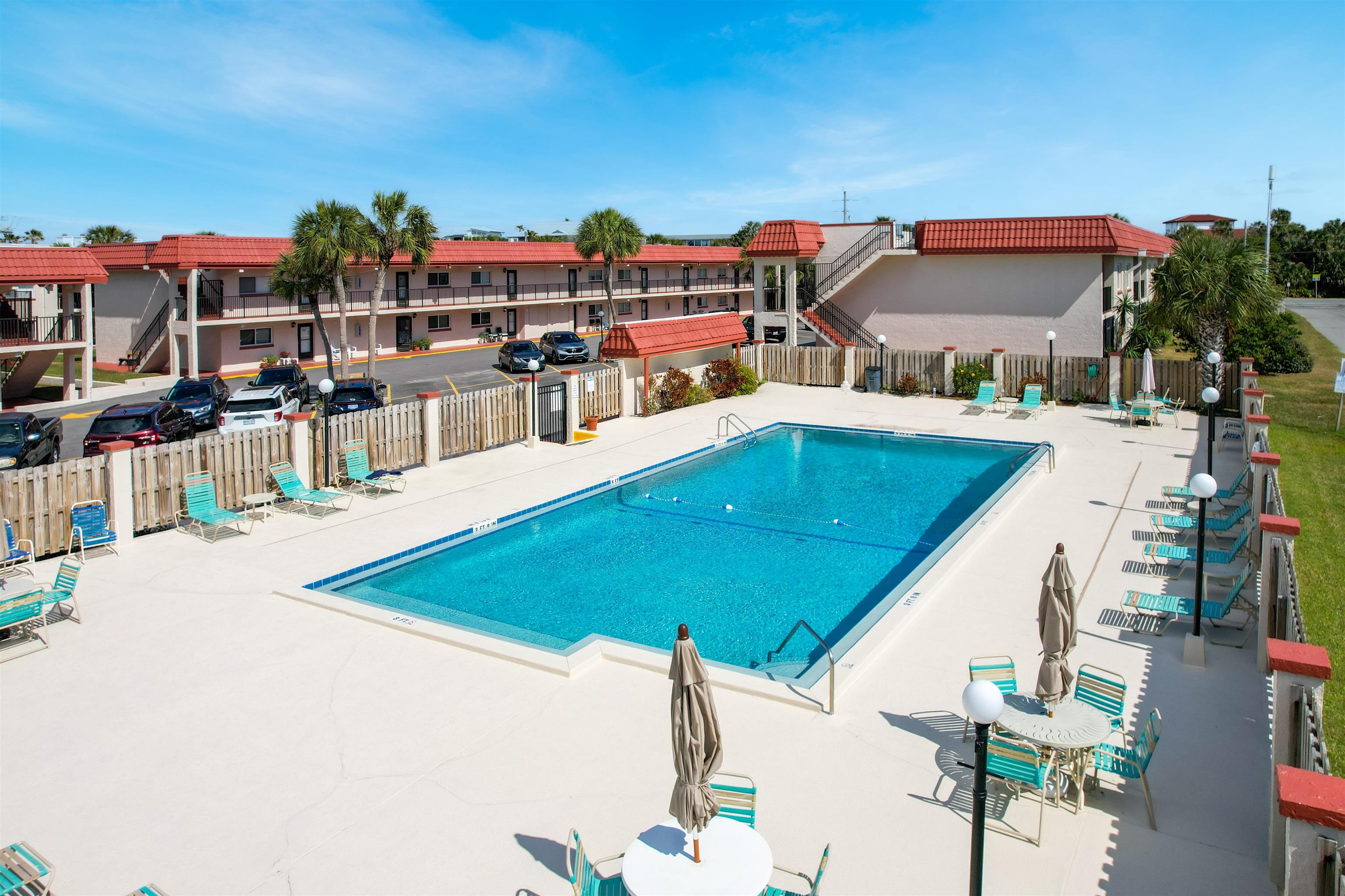 7175 A1A South St. Augustine, FL 32080 - Photo 34 of 35 an aerial view of a house with swimming pool and furniture