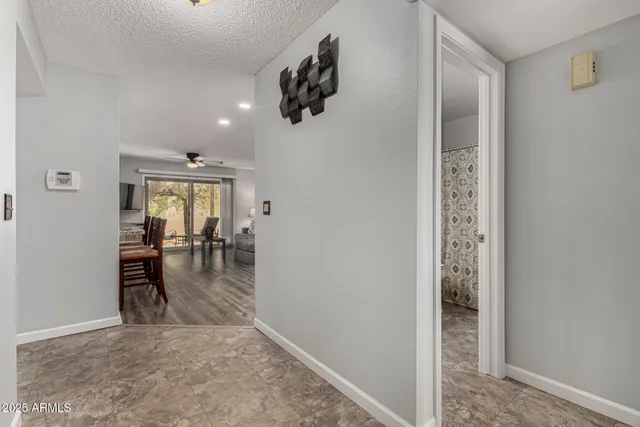 an entryway of a room and dining room