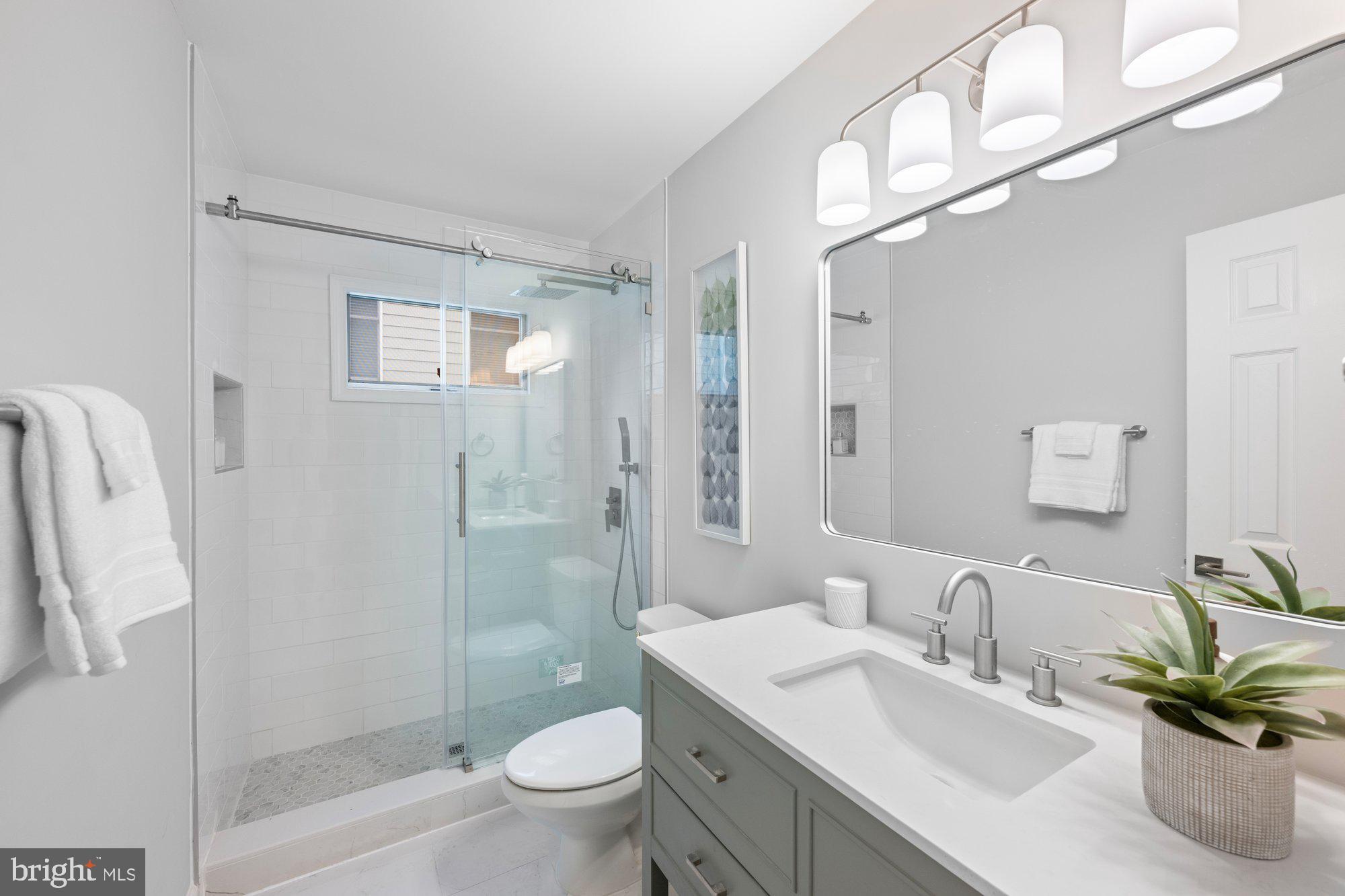 6856 St Albans Road McLean, VA 22101 - Photo 17 of 45 a bathroom with a sink a toilet and shower