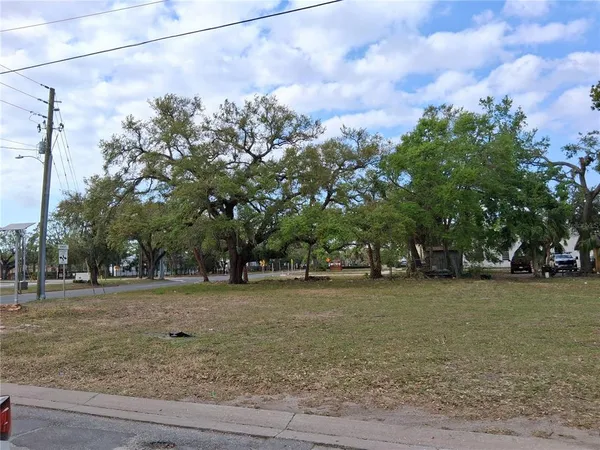 a backyard of a house with lots of trees
