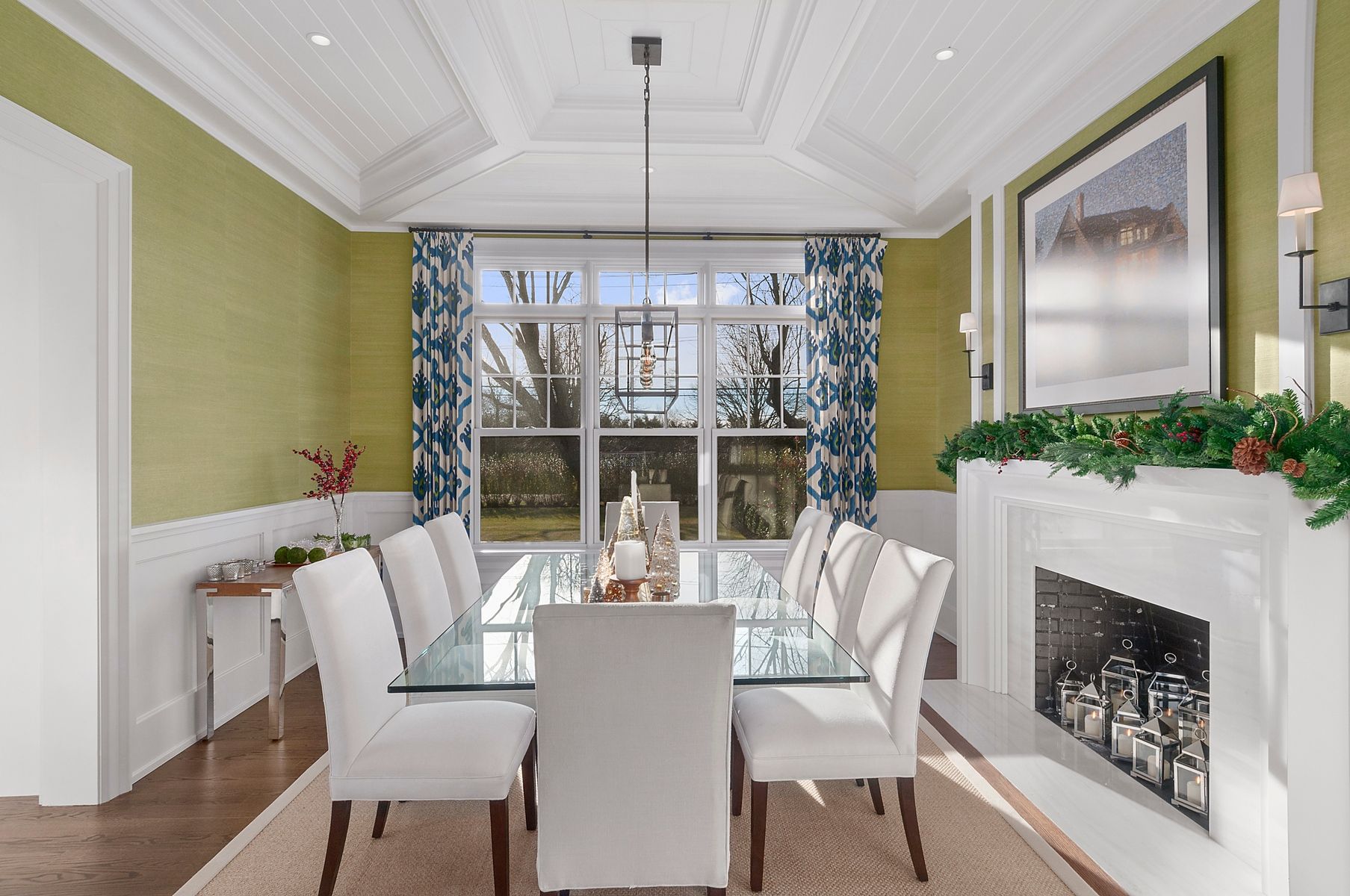 107 Wickapogue Road Southampton, NY 11968 - Photo 6 of 18 a living room with furniture a fireplace and a chandelier
