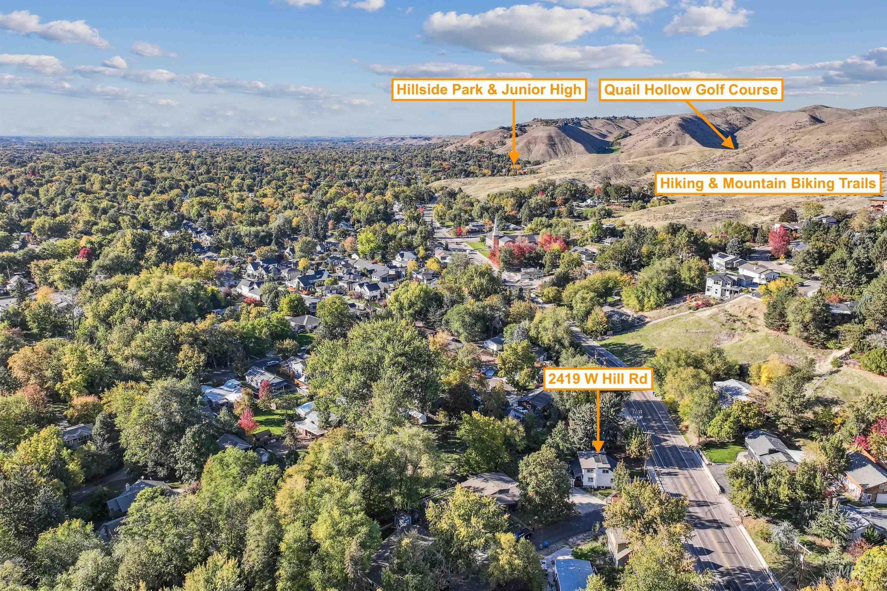 2419 West Hill Road Boise, ID 83702 - Photo 48 of 50 Aerial view of property's location with a mountain backdrop