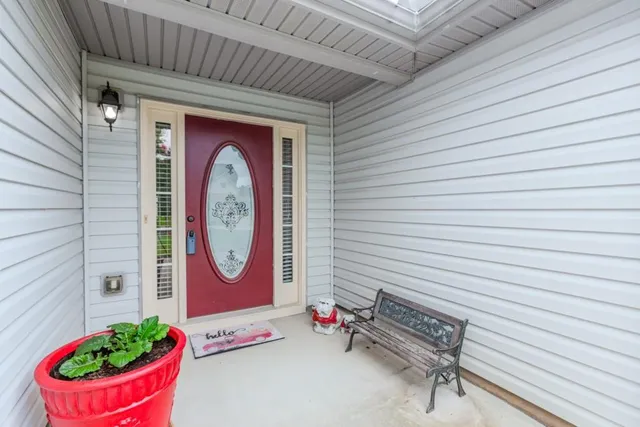 a front view of a house with entryway